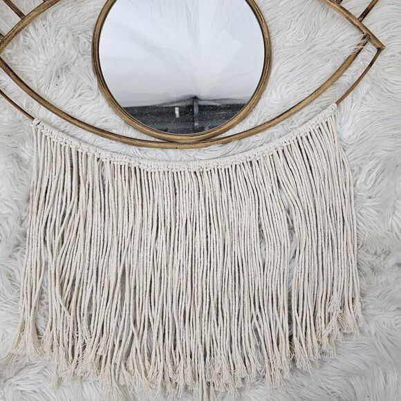 Boho Modern Dream Catcher Eye Metal Wall Decor Hanging Tassels Mirror - Picture 3 of 7